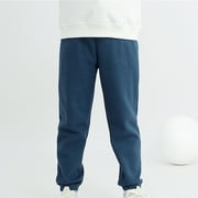 Sentmoon Girls Boys Sweatpants Gym Fashion Solid Color Toddler Girls Pants Athletic-Fit Workout Plus Size Classic Girls Clothes Dark Blue 4-12T